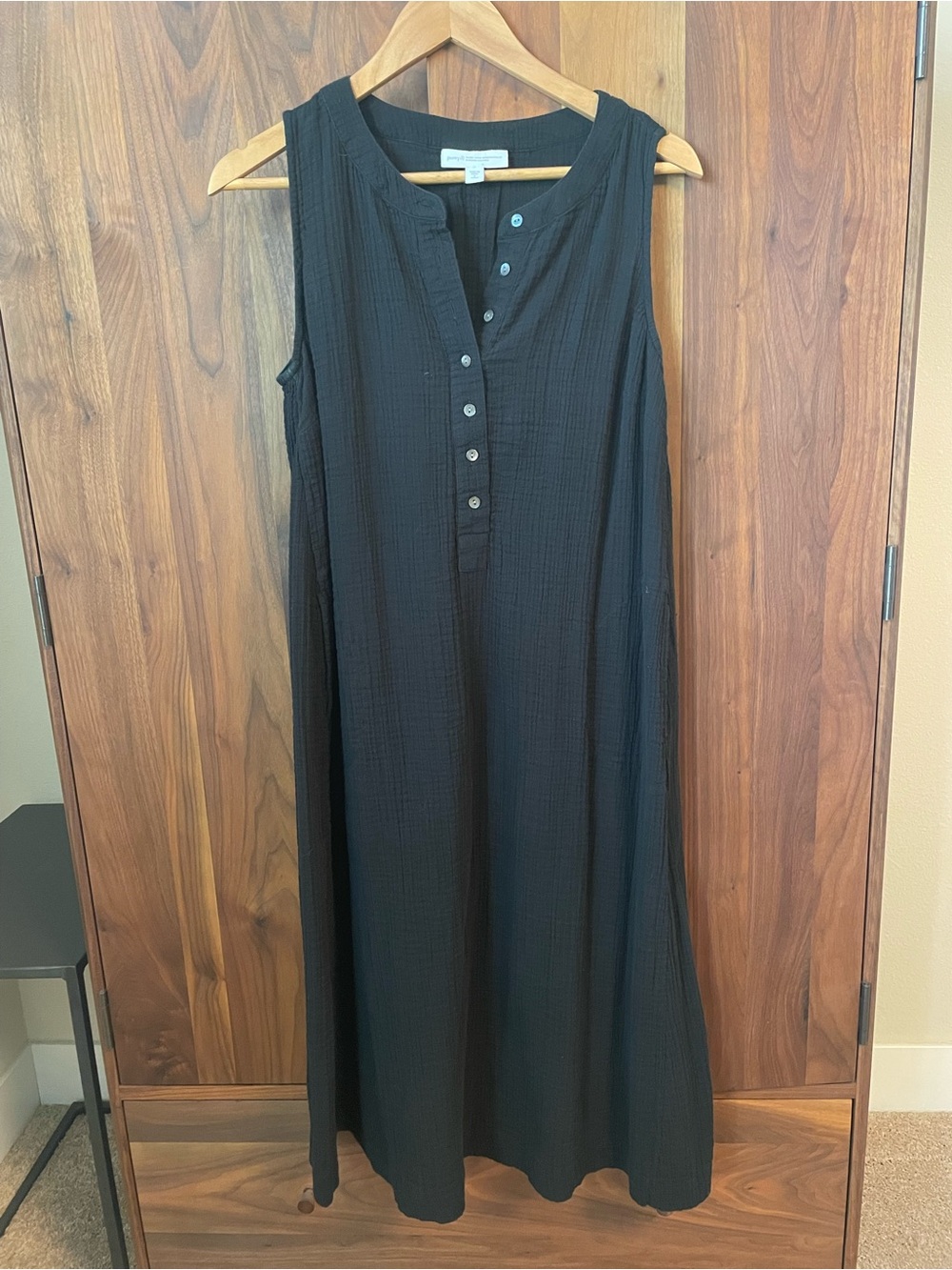 J.Jill Sleeveless Black Cotton Gauze Dress